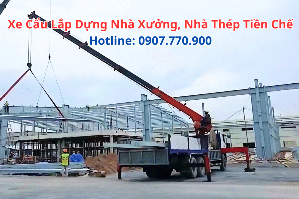 Xe Cẩu Lắp Dựng Nhà Xưởng Nhà Thép Tiền Chế